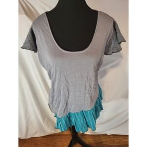 Lee Andersen USA Gray Flutter Sleeve Art To Wear Top Boho